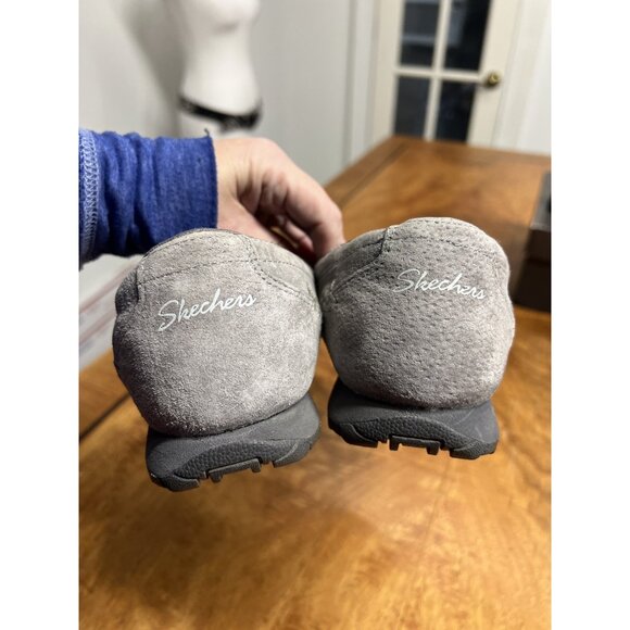 Skechers Bikers Women’s US 9 W Gray  Suede Slip-On Relaxed Fit Casual Shoe Flats - Picture 5 of 7